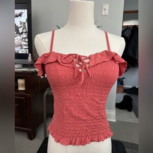 American Eagle Ruffle Smocked Top